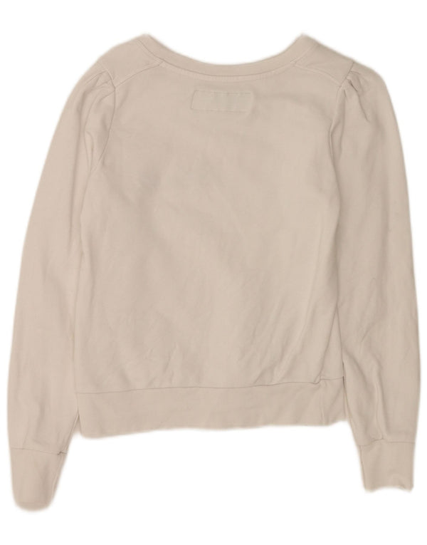 Felpa grafica corta da donna Benetton UK 6 XS cotone bianco
