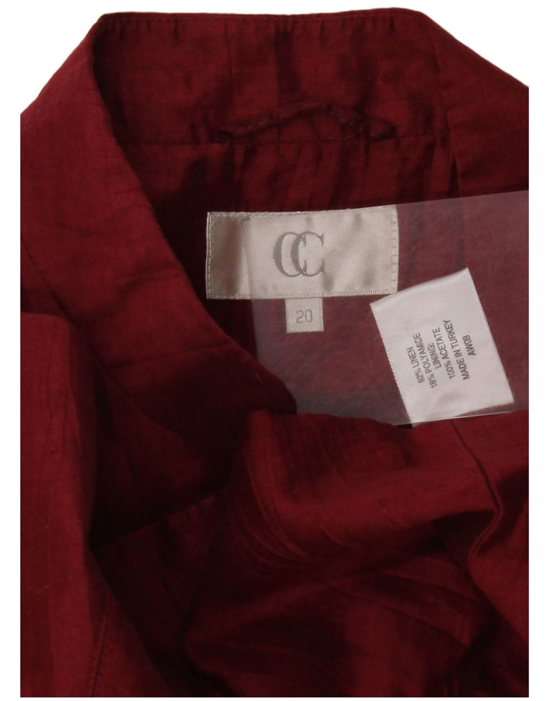 Giacca blazer da donna a 1 bottone CC UK 20 2XL Lino bordeaux