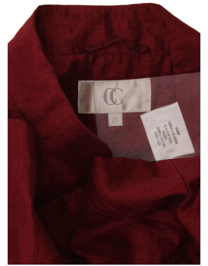 Giacca blazer da donna a 1 bottone CC UK 20 2XL Lino bordeaux