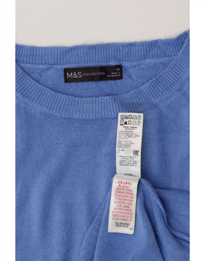 MARKS & SPENCER maglione da donna con scollo a barca UK 16 grande acrilico blu