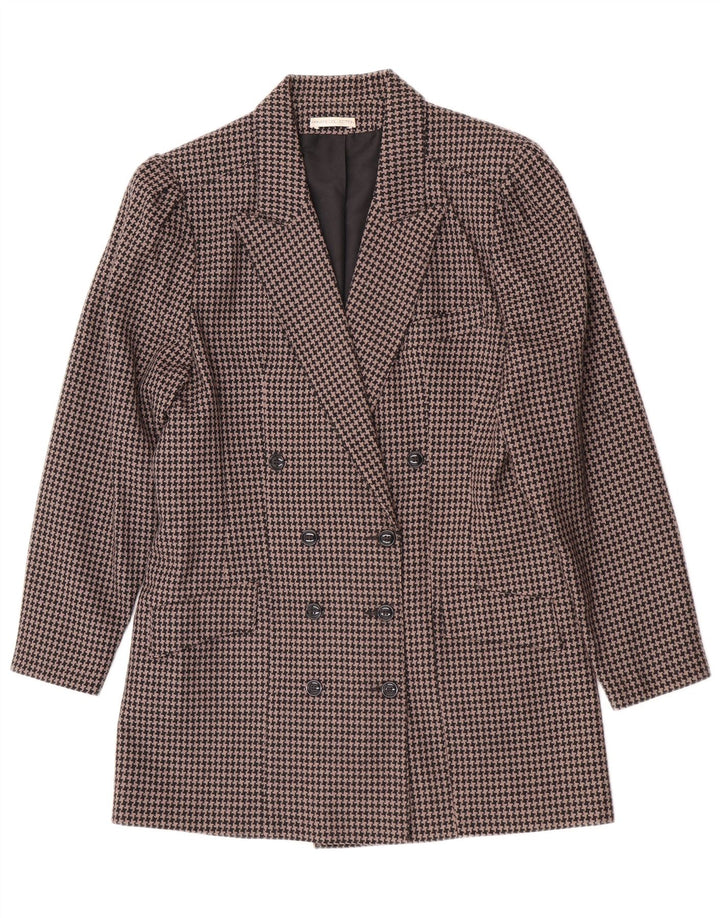 Set gonna vintage da donna in 2 pezzi UK 14 medio W28 pied de poule marrone