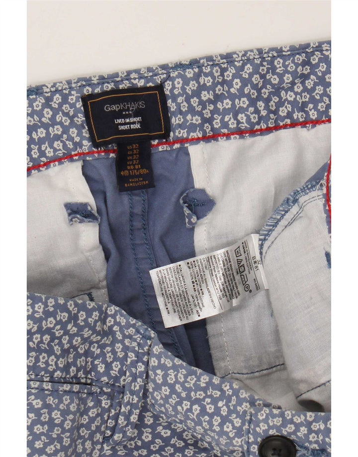 Gap Pantaloncini chino kaki da uomo W32 in cotone floreale blu medio