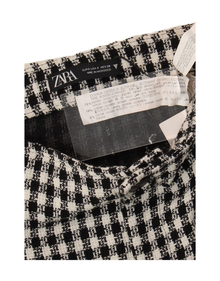 Minigonna Zara da donna piccola W26 in cotone a quadri nero