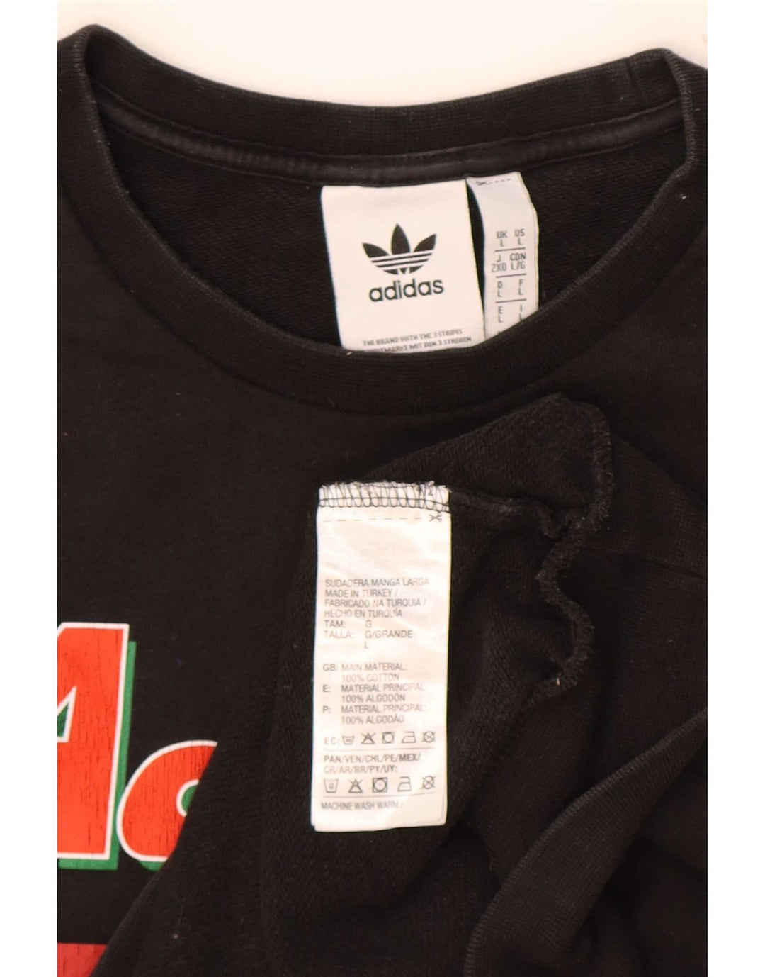 Felpa grafica da uomo Adidas Maglione grande cotone nero