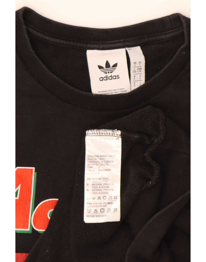 Felpa grafica da uomo Adidas Maglione grande cotone nero