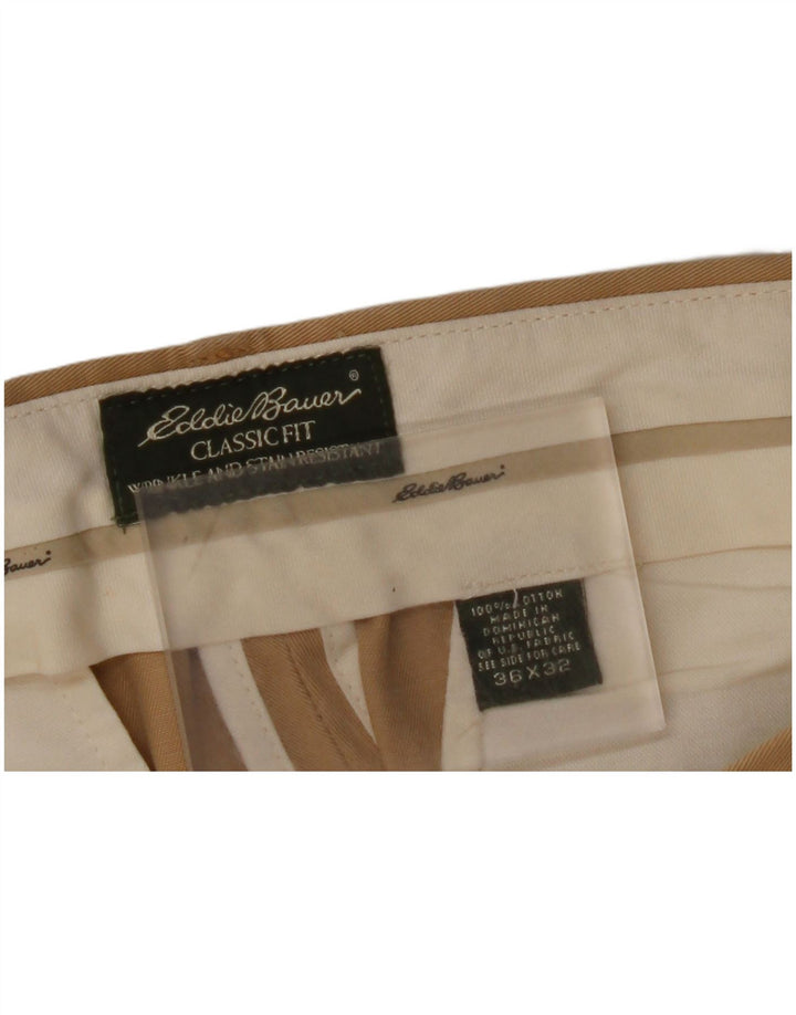EDDIE BAUER Pantaloni chino con pegged vestibilità classica da uomo W36 L32 in cotone beige