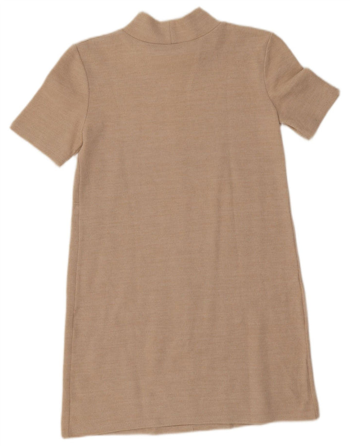Abito a trapezio a maniche corte da donna Zara UK 10 piccolo Beige