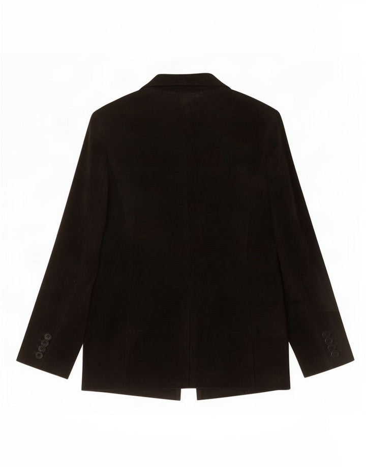 Giacca vintage in pelle scamosciata da donna IT 44 in pelle nera media