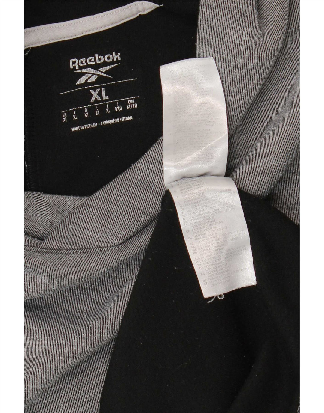 Felpa con cappuccio Reebok da uomo XL in poliestere color block grigio