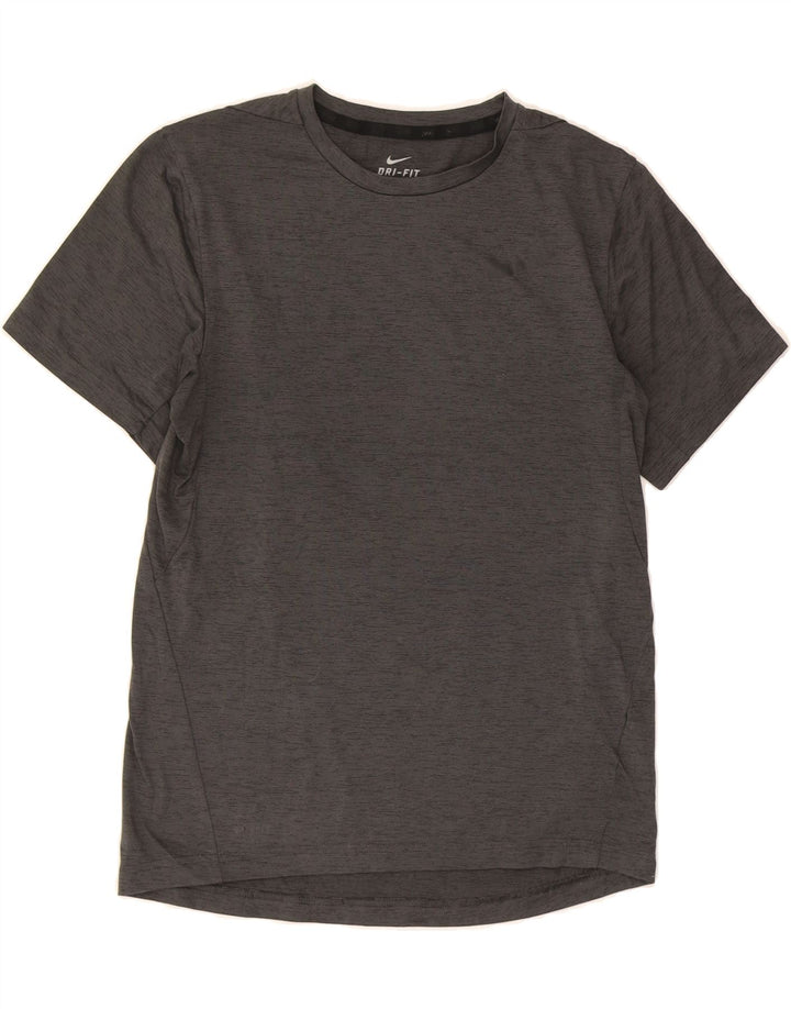 NIKE Boys Dri Fit T-Shirt Top 13-14 Years XL Grey Flecked Polyester Vintage Nike and Second-Hand Nike from Messina Hembry 