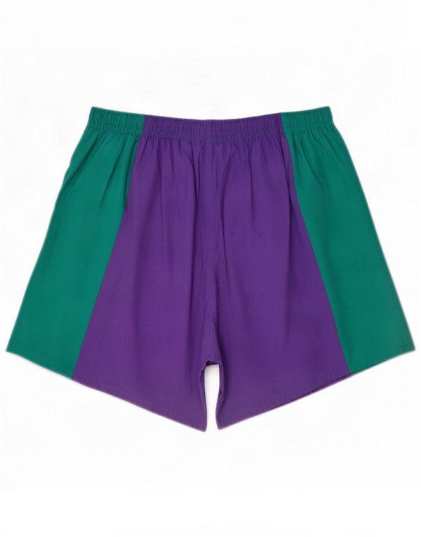 Vintage Mens Sport Shorts Large Purple Colourblock Cotton