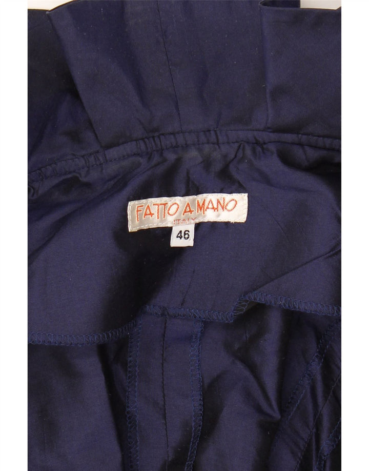 FATTO A MANO Womens Ruffle Front Cardigan Top IT 46 Large Navy Blue Vintage Fatto a Mano and Second-Hand Fatto a Mano from Messina Hembry 