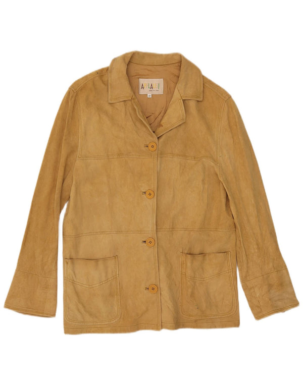 Giacca vintage in pelle scamosciata da donna IT 42 in pelle beige media