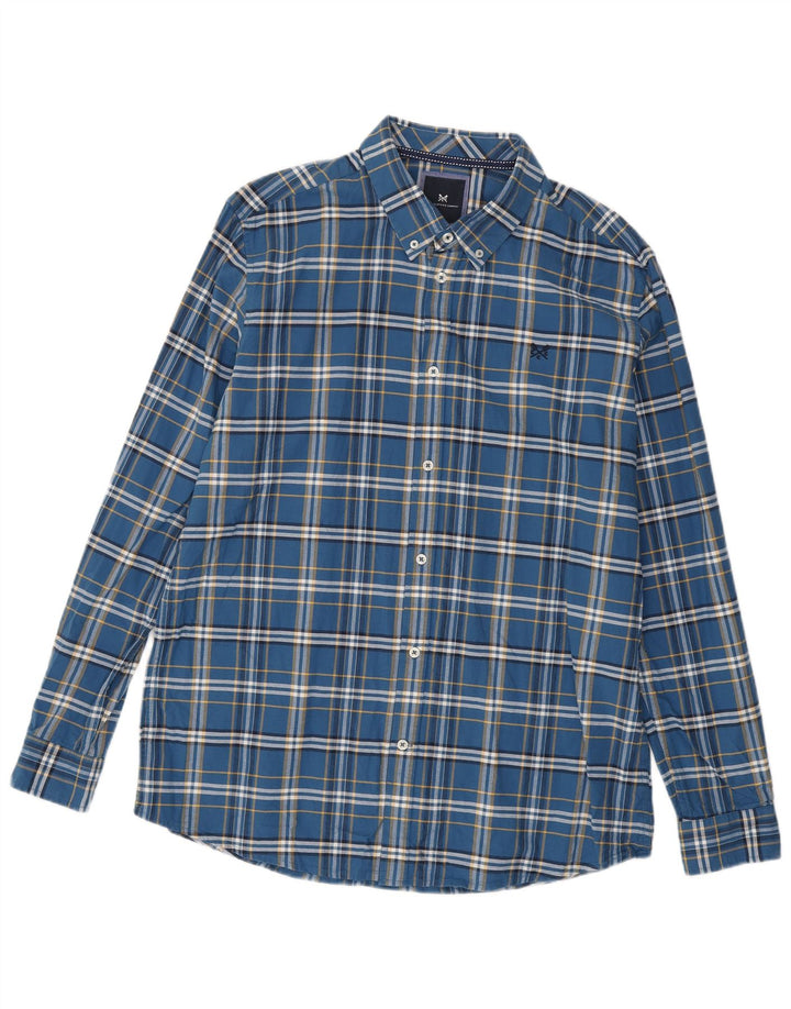 Crew Clothing Camicia elasticizzata da uomo 2XL Cotone a quadri blu