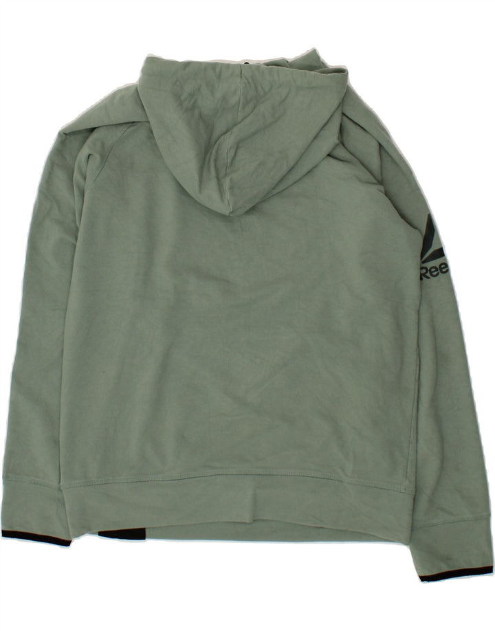 REEBOK Mens Graphic Hoodie Jumper Medium Green Cotton Vintage Reebok and Second-Hand Reebok from Messina Hembry 