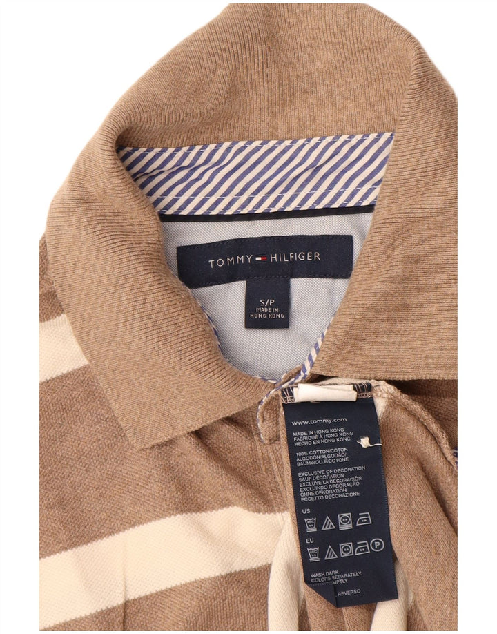 Polo da uomo Tommy Hilfiger piccola in cotone a righe marroni