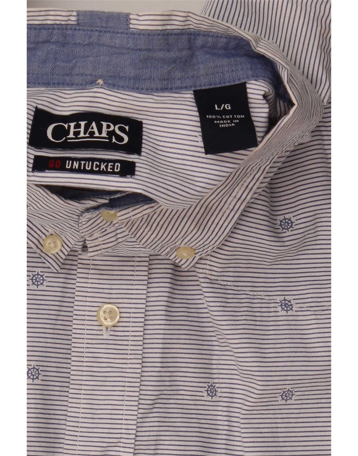 Camicia a maniche corte da uomo Chaps Large in cotone a righe blu in stile nautico