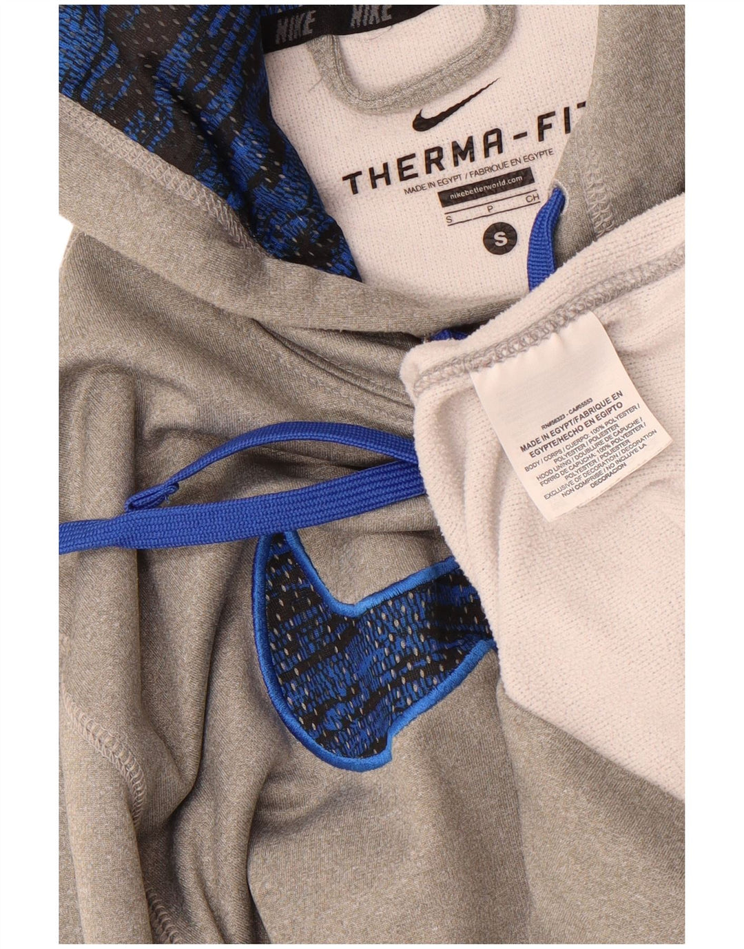 Felpa con cappuccio grafica Nike Therma-Fit da uomo, piccola, in poliestere grigio