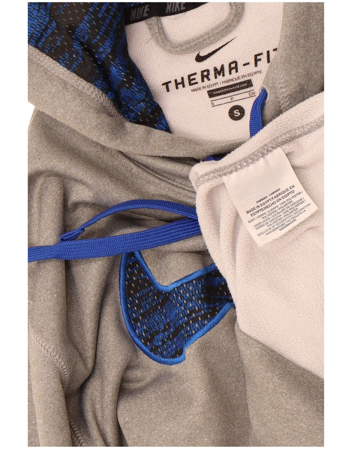 Felpa con cappuccio grafica Nike Therma-Fit da uomo, piccola, in poliestere grigio