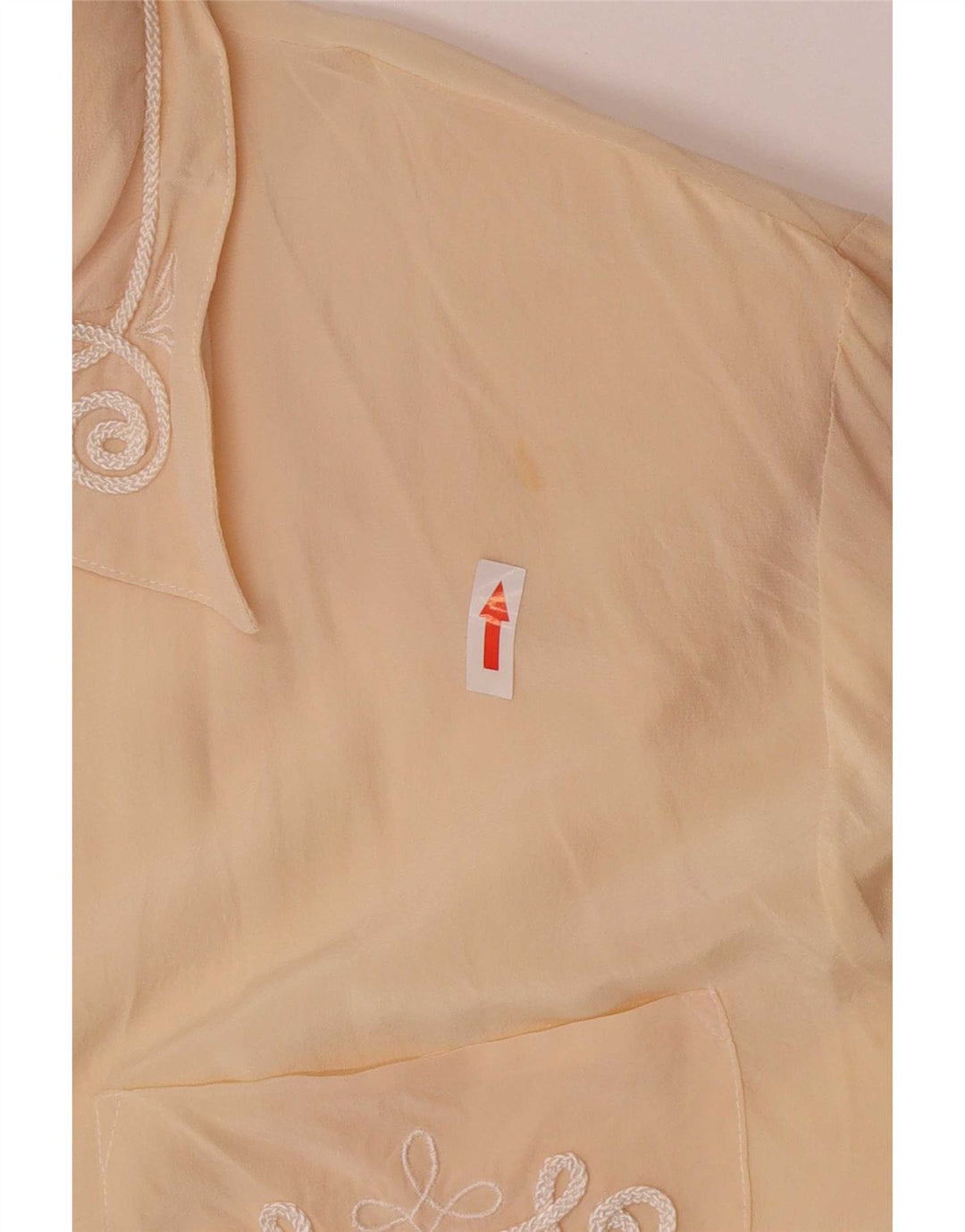 Camicetta camicia regolare da donna vintage UK 14 grande seta beige