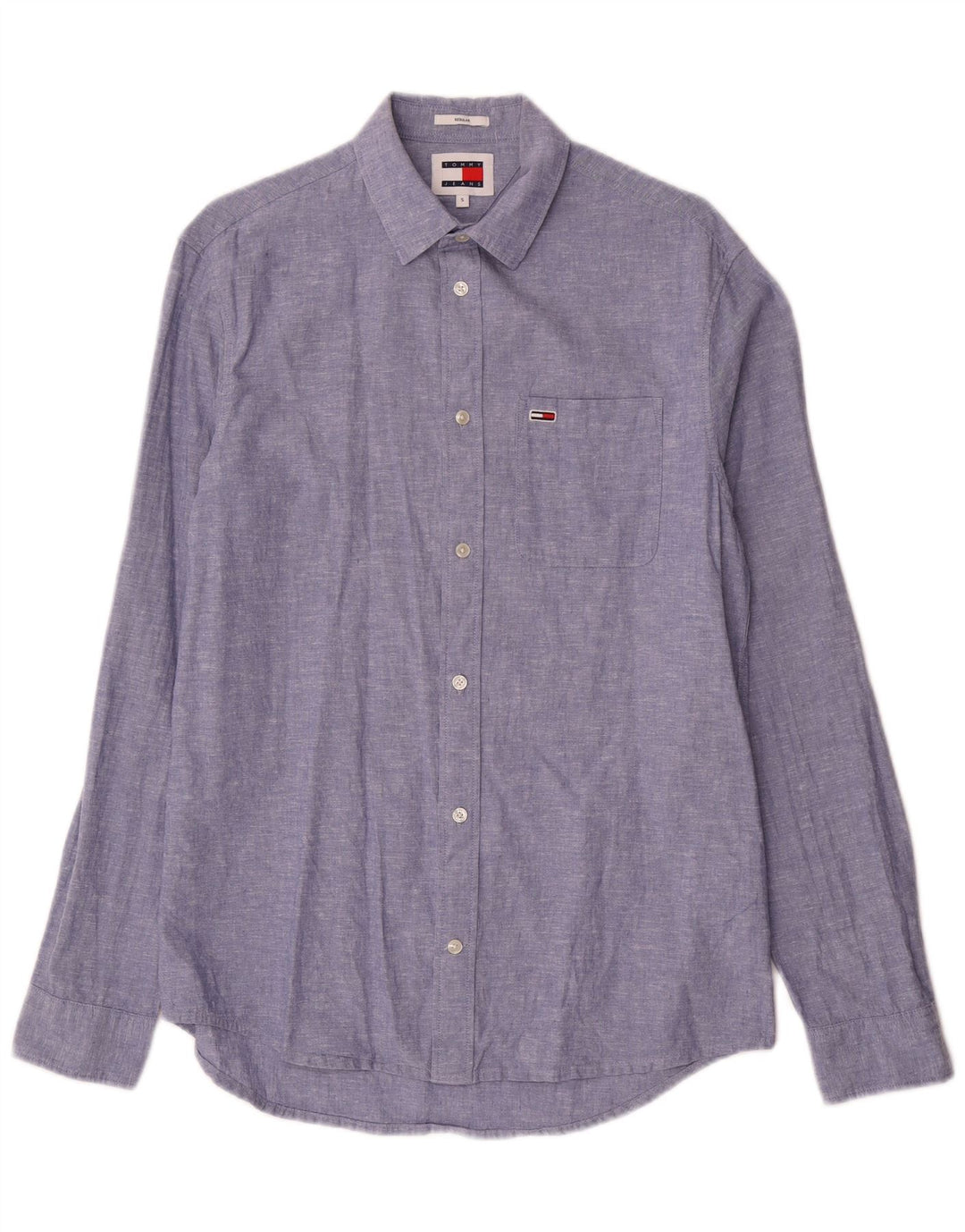 Camicia da uomo Regular Fit Tommy Hilfiger piccola in cotone blu
