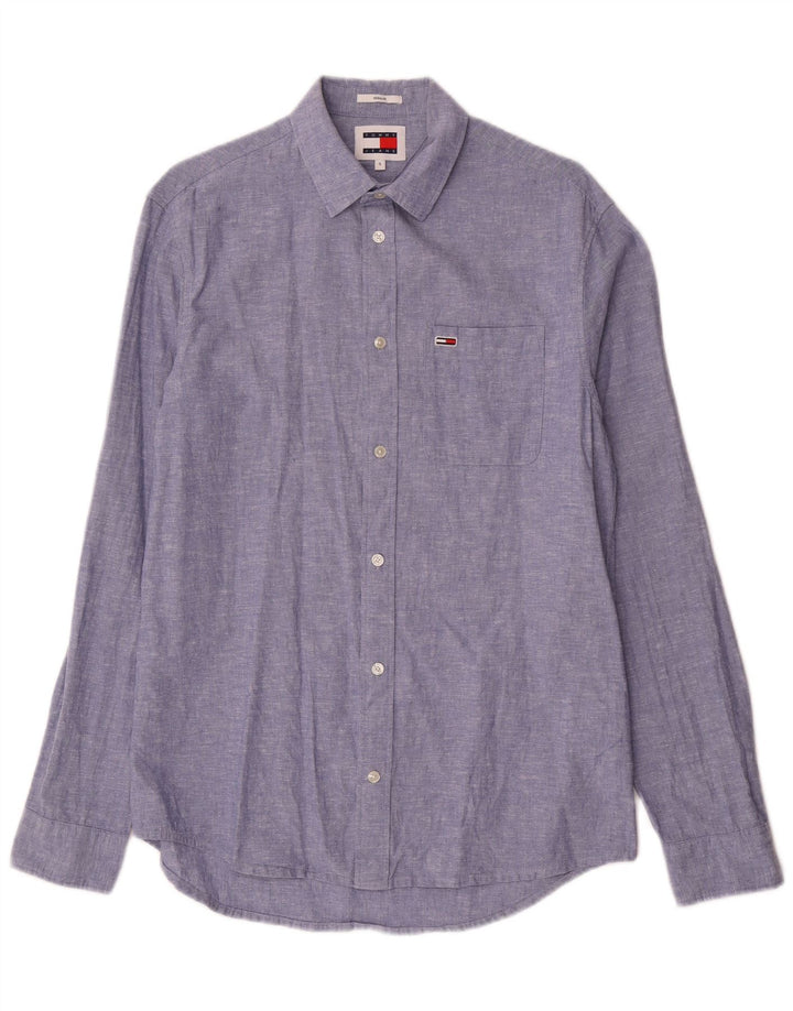 Camicia da uomo Regular Fit Tommy Hilfiger piccola in cotone blu