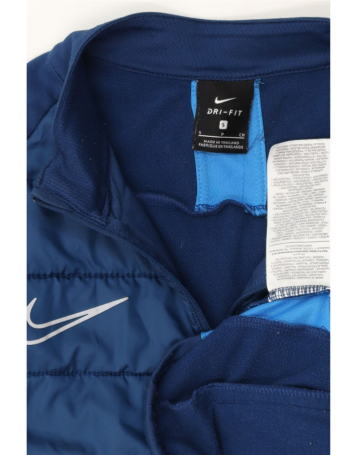 Felpa Nike da uomo Dri Fit con zip e collo, piccola, color block blu navy
