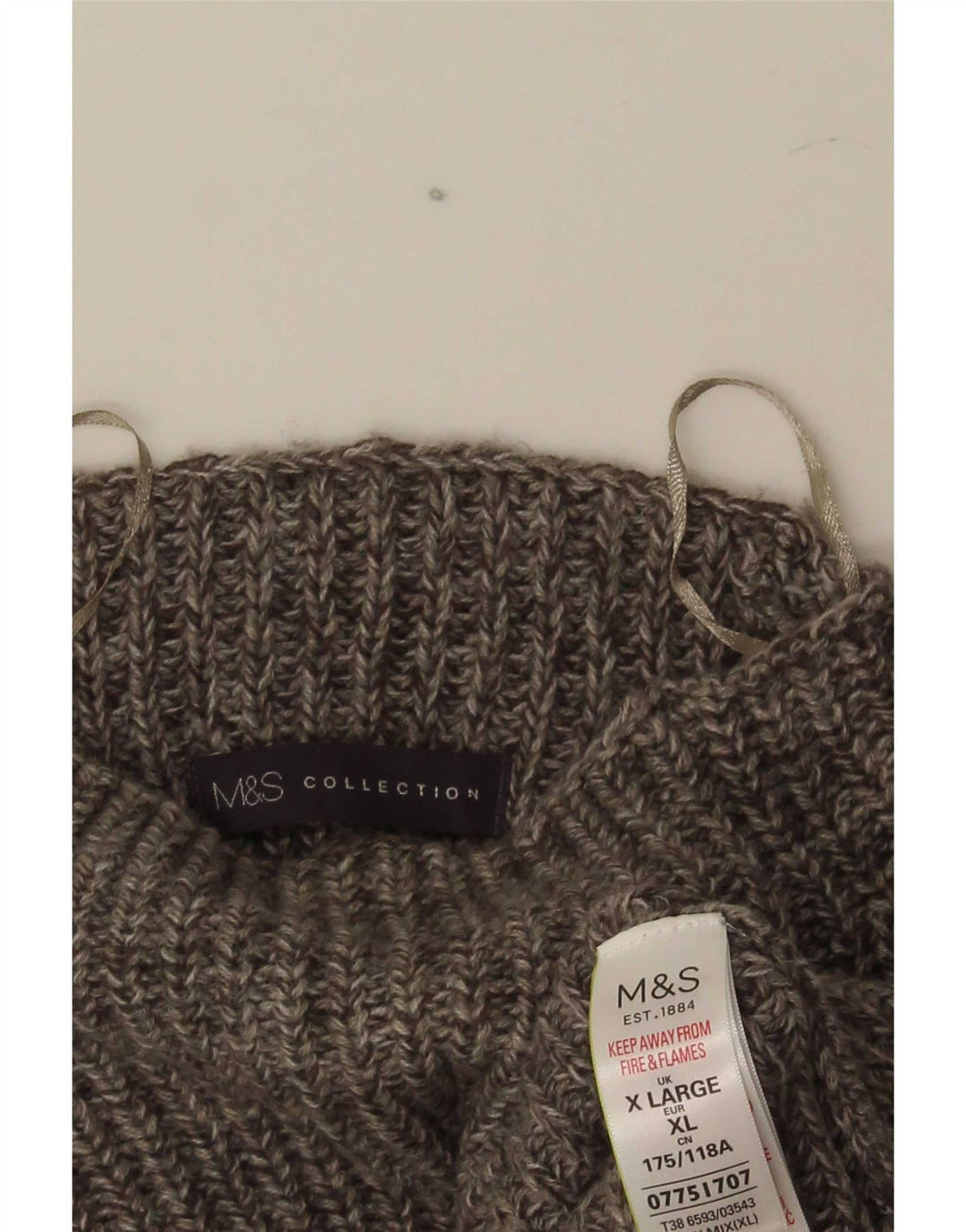 Maglione maglione collo alto da uomo Marks & Spencer XL acrilico chiazzato grigio