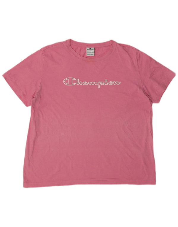 T-shirt grafica da donna Champion Top UK 20 2XL cotone rosa
