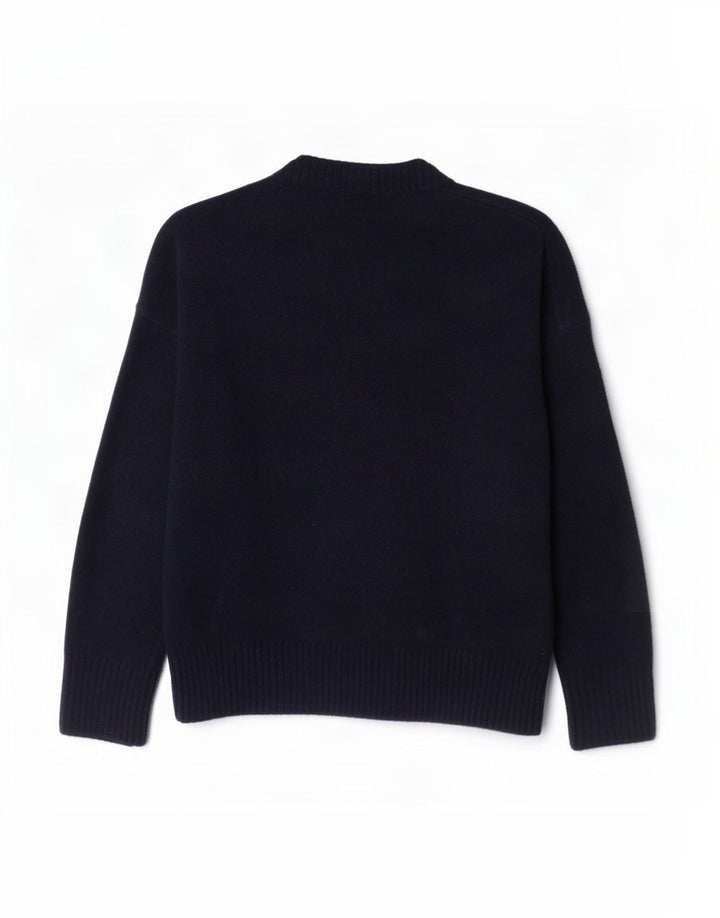 Maglione maglione girocollo oversize da donna Zara UK 10 piccolo blu navy