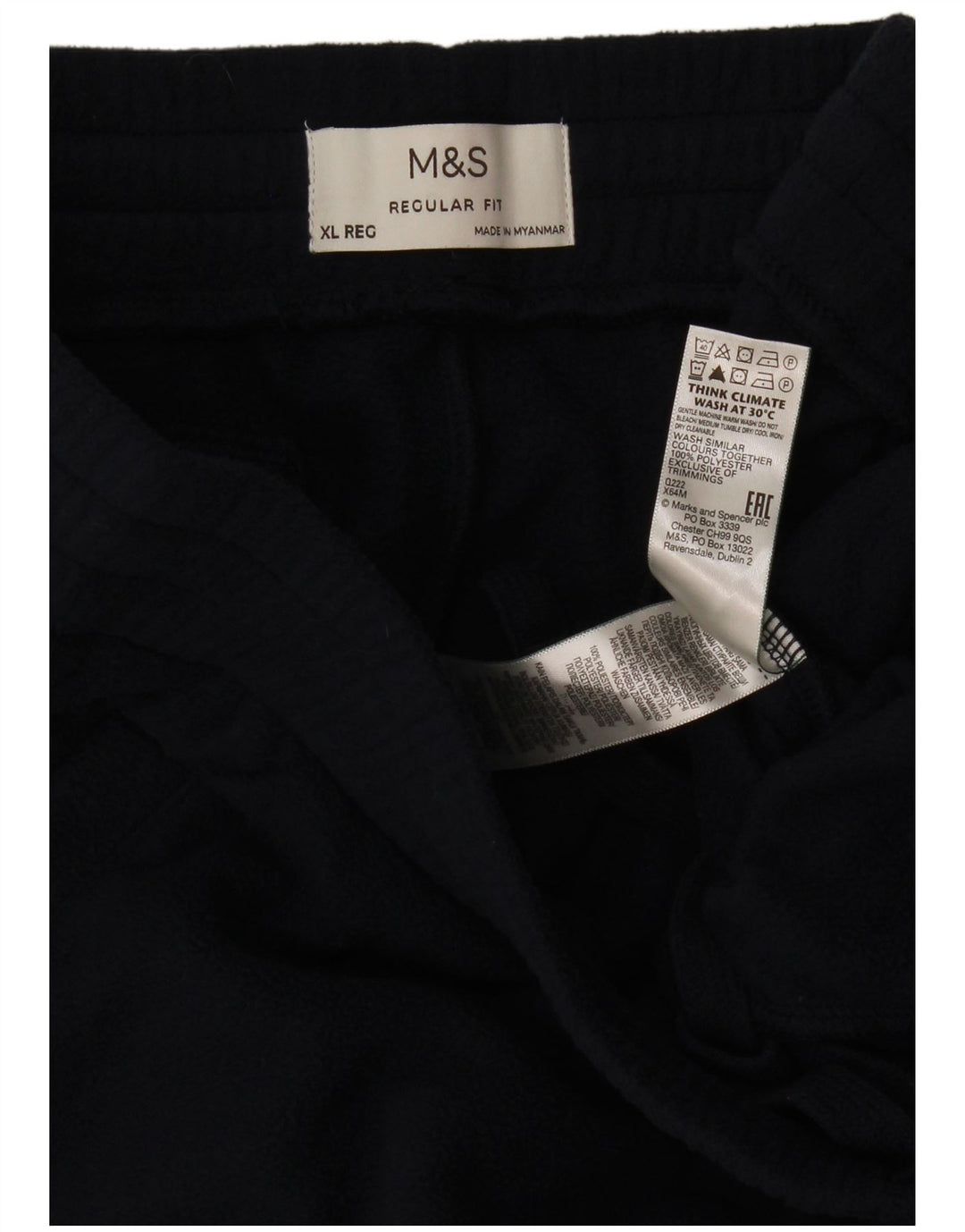 Pantaloni da tuta in pile da uomo Marks & Spencer XL poliestere blu navy