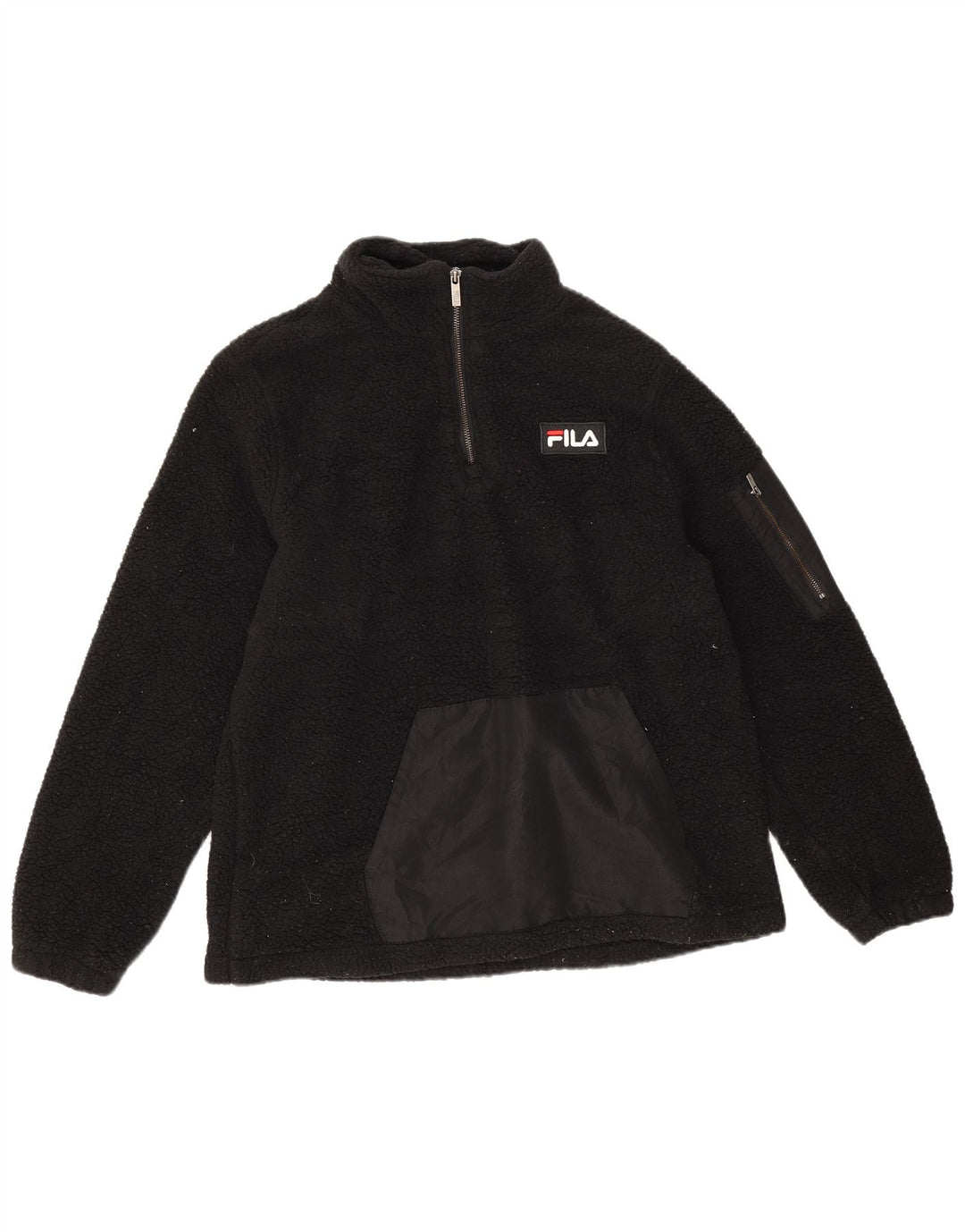 Maglione in pile da donna Fila con collo con zip UK 14 poliestere nero medio