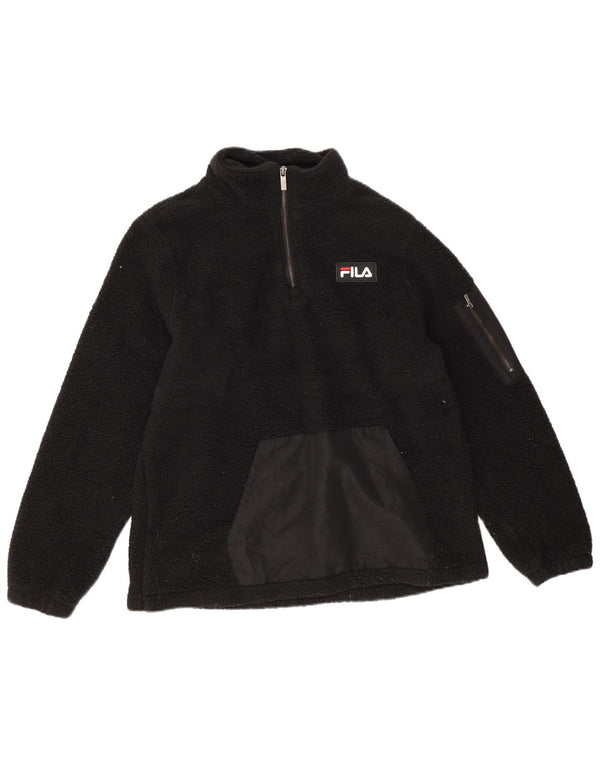 Maglione in pile da donna Fila con collo con zip UK 14 poliestere nero medio