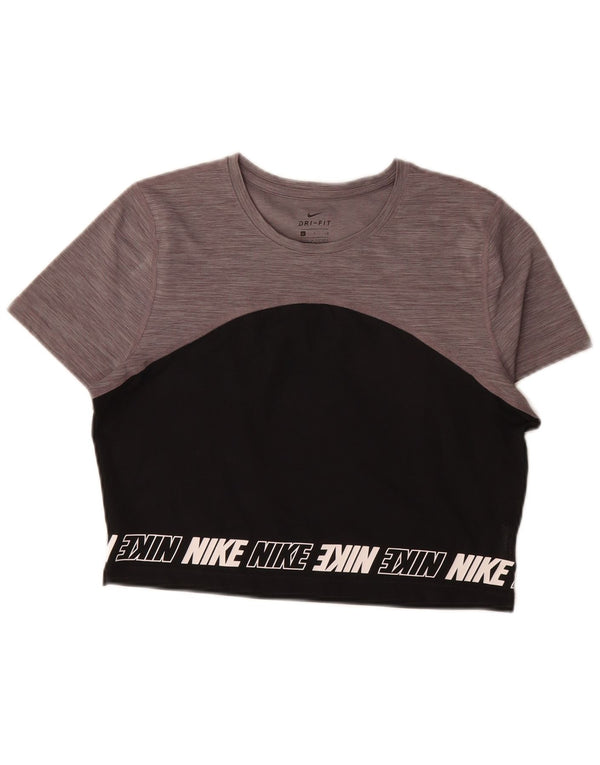 T-shirt grafica Nike Dri Fit Crop da donna, taglia UK 16, grande, colore nero