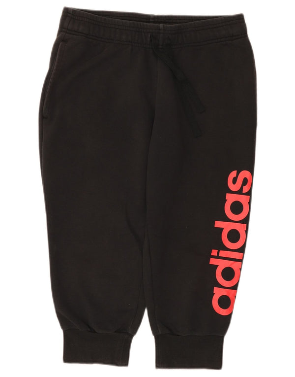Adidas Pantaloni da tuta da donna con grafica Capri Joggers UK 8/10 Small Nero