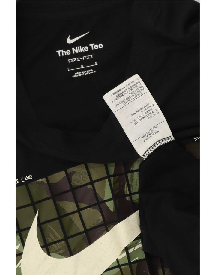 T-shirt grafica Nike Dri Fit da uomo, grande, in cotone nero