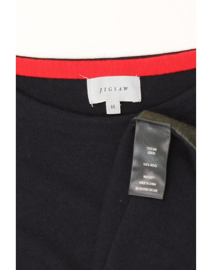 Abito maglione da donna Jigsaw UK 12 Lana color block blu navy medio