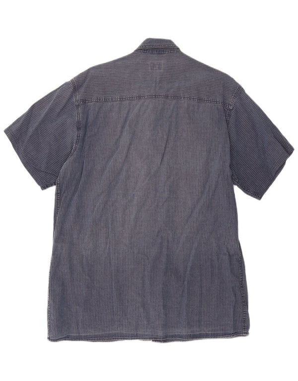 Camicia a maniche corte da uomo Calvin Klein Jeans XL blu navy gessato