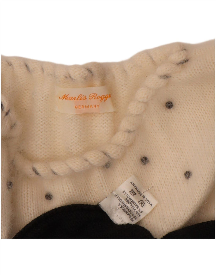 Maglione maglione con scollo a barca da donna VINTAGE UK 14 blocco colore nero medio