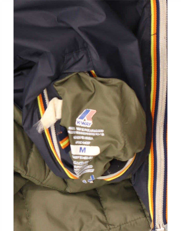 Giacca imbottita reversibile con cappuccio da donna K-Way UK 14 medio blu navy