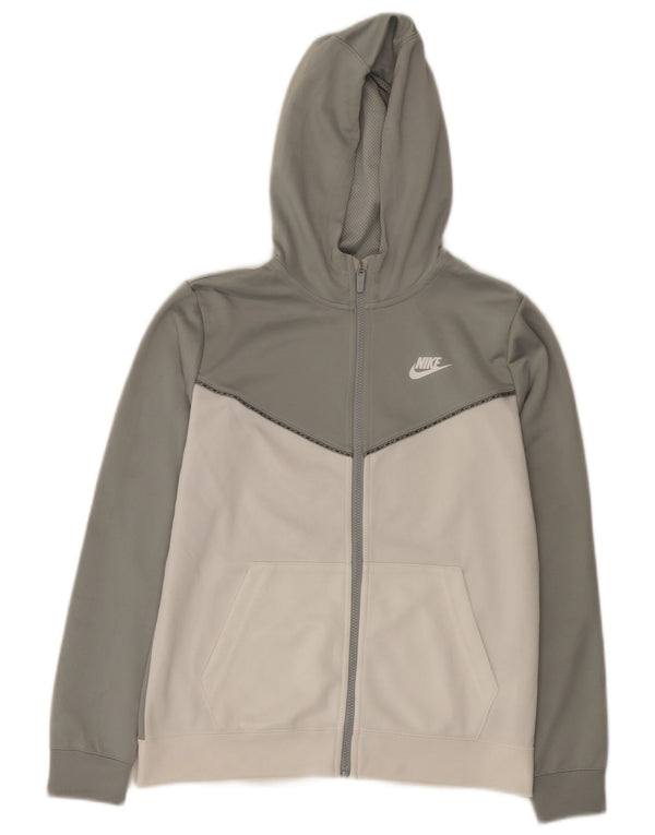Felpa con cappuccio e zip Nike da bambino, 13-14 anni, XL, in poliestere color block grigio