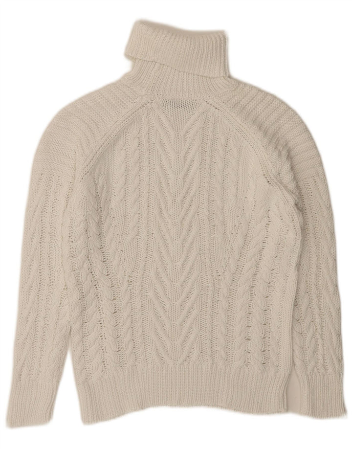 Maglione maglione collo alto da donna Zara UK 10 piccolo bianco