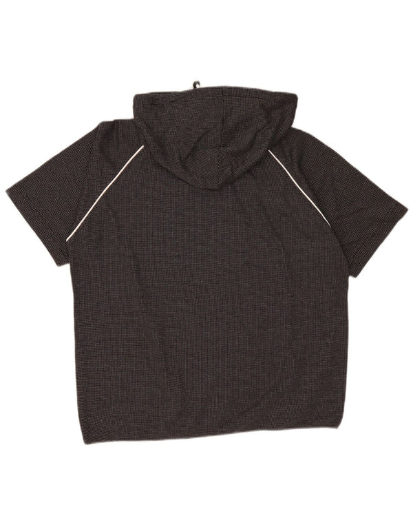Asics Mens Short Sleeve Hoodie Jumper Large Black Cotton