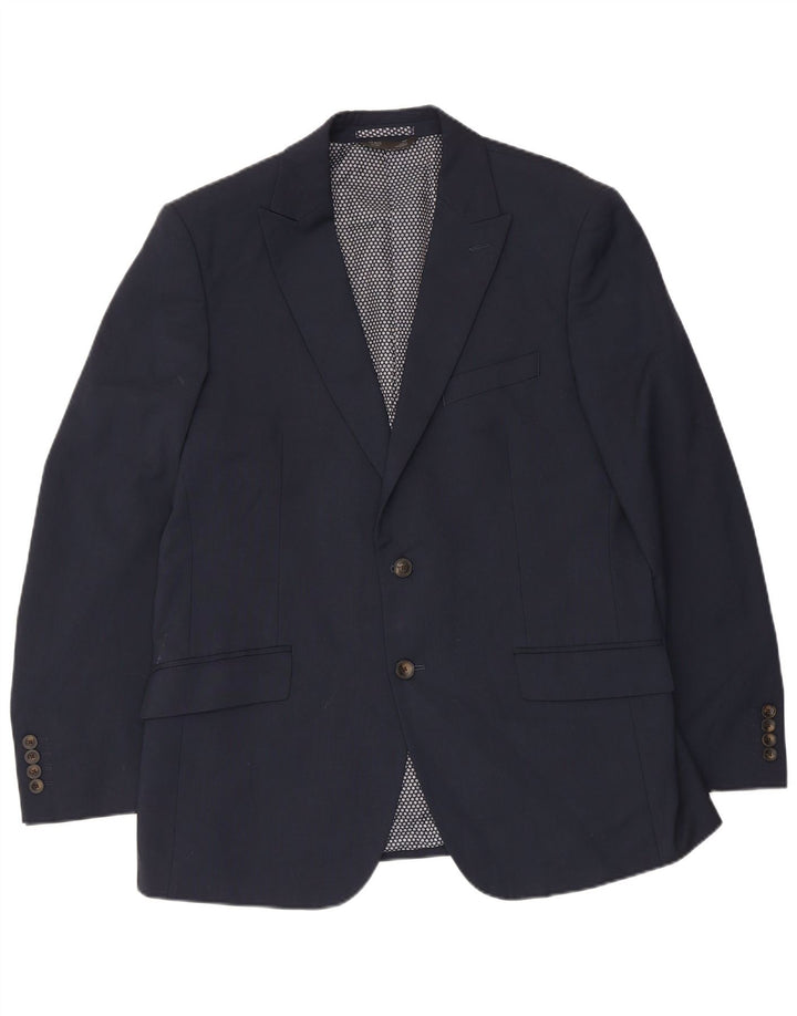 MARKS & SPENCER Giacca blazer da uomo a 2 bottoni UK 42 grande blu navy