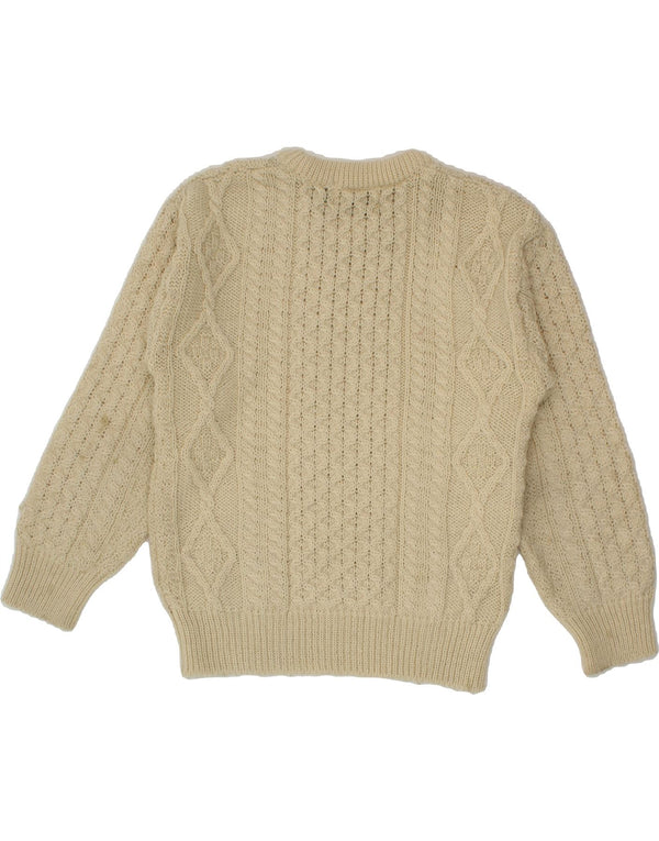 Maglione da donna con scollo a barca ARANCRAFTS UK 10 piccolo in lana beige