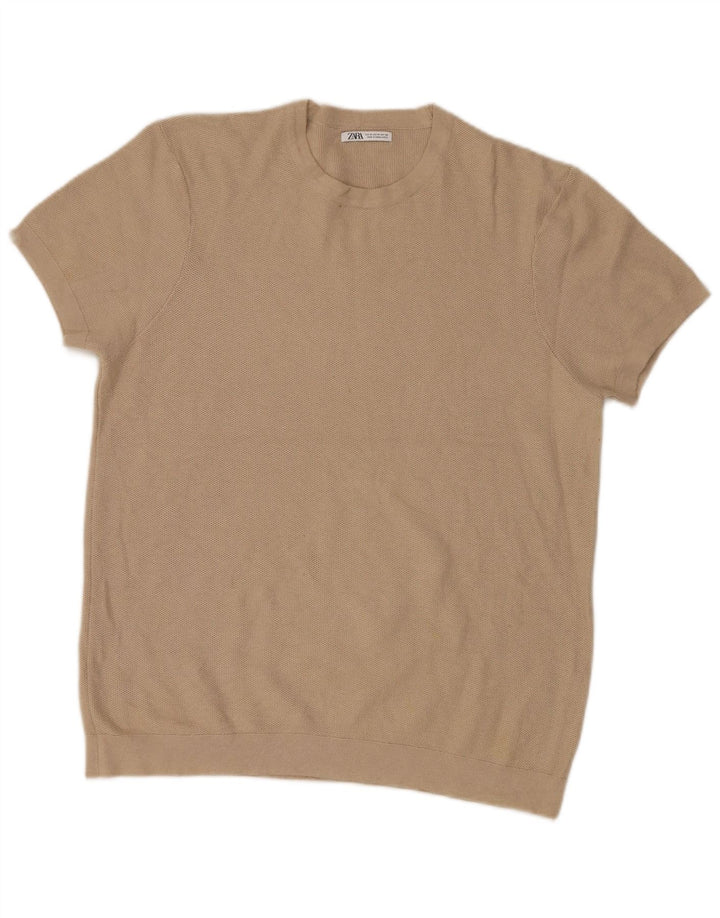 Maglione Zara da uomo girocollo a maniche corte beige medio