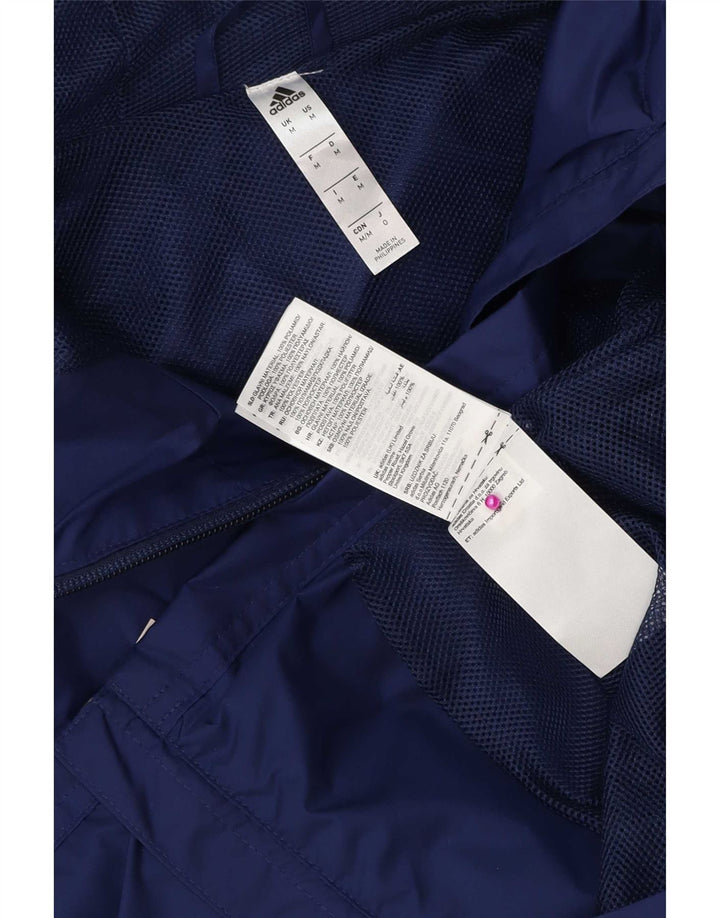 Giacca antipioggia con cappuccio grafico da uomo Adidas UK 38 medio poliestere blu navy