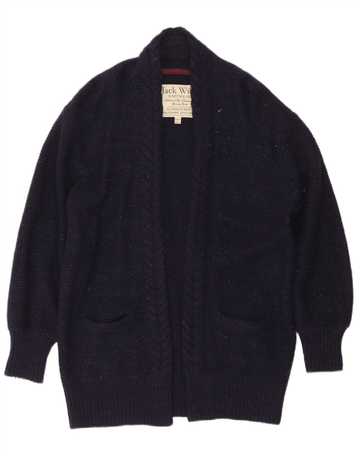 Maglione cardigan lungo oversize da donna Jack Wills UK 10 piccolo blu navy