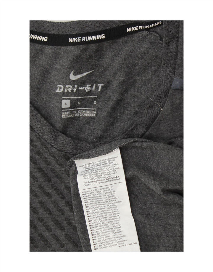 T-shirt Nike Dri Fit da uomo, grande, in poliestere color block grigio