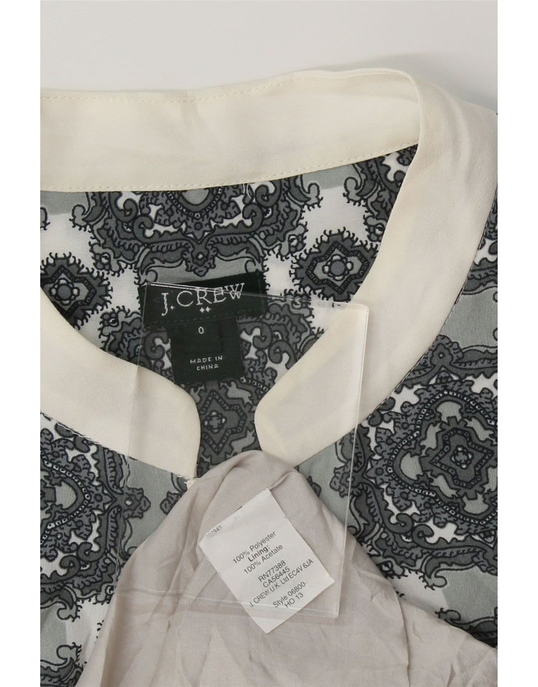 J. CREW Womens 3/4 Sleeve Sheath Dress US 0 XS Grey Geometric Polyester Vintage J. Crew and Second-Hand J. Crew from Messina Hembry 